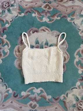 VINTAGE CREAM KNIT CABLE CROP